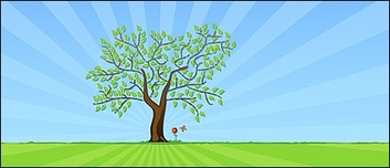 Vector flower trees turf material