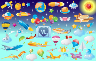 Vector Icons of Flying Objects Thumbnail