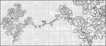 Vector line drawing of flowers-37(Chrysanthemum, background) Thumbnail