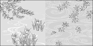 Vector line drawing of flowers-40( water, iris) Thumbnail