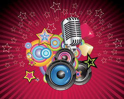 Vector Music Background with Speaker and Microphone Thumbnail