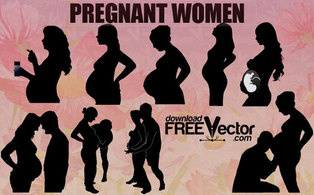 Vector Pregnant Woman Silhouettes Thumbnail