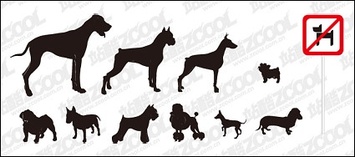 Vector silhouette of a variety of dog material