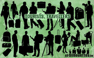 Vector Tourists Travelers Silhouettes Thumbnail