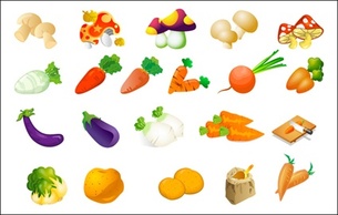 Vector vegetables - cabbage, potatoes, rice, eggplant and mushrooms radish Thumbnail