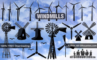 Vector Windmill Silhouettes Thumbnail