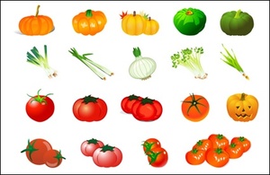 Vegetable Vector - Pumpkin Tomato Garlic Onion Thumbnail