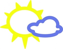 Very Light Clouds And Sun Weather Symbols clip art