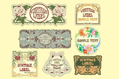 Vintage Art Nouveau Vector Labels Thumbnail