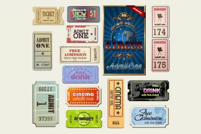 Vintage Cinema Tickets Vector Thumbnail