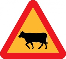 Warning Cows Roadsign clip art Thumbnail
