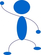 Waving Blue Stick Man clip art