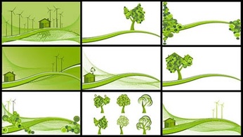 Wind power, reduce emissions, trees, hillsides vector Thumbnail