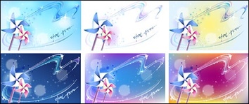 Windmill and dreamy background material vector Thumbnail
