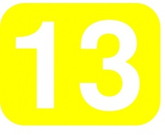 Yellow White Number Rounded Rectangle Thirteen 13
