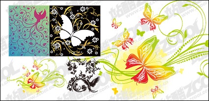 4, Bird Or Butterfly Pattern Combination Of Vector Material