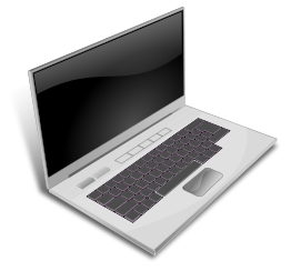 A gray laptop