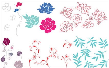 A simple case of flowers, leaves vector