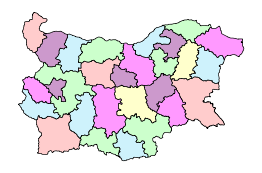 administrative map of Bulgaria