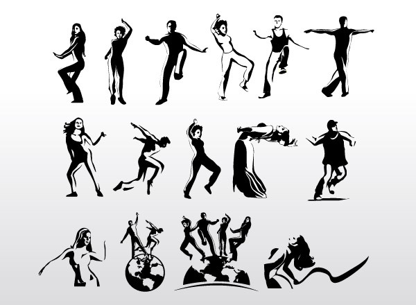 Aerobic Art Dancer Vector Silhouettes