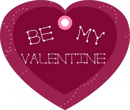 Be My Valentine Heart Shaped Gift Tag clip art