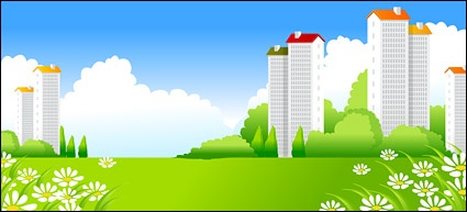 Beautiful city scenery vector -3