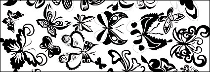 Black and white butterfly element vector