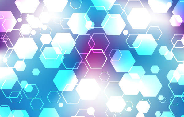 Blue and purple hexagonal vector