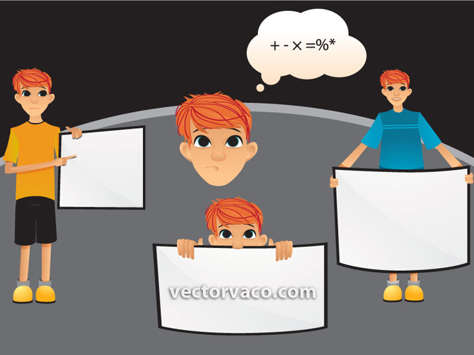 Boy Holding Board Vector