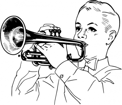 Boy Playing Cornet clip art