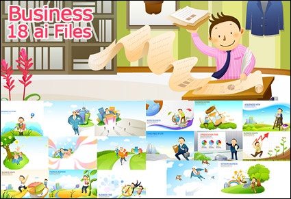 Business cartoon 18 element vector material