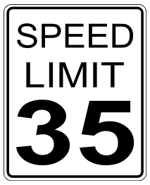 CA speed limit 35 roadsign