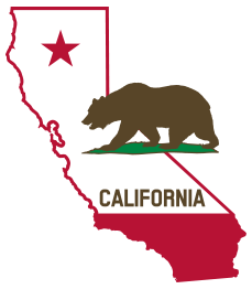 California - Outline and Flag (Solid)