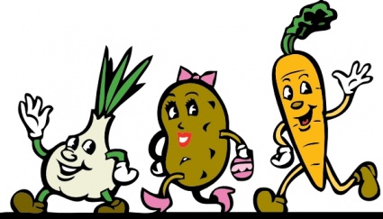 Cartoon Veggies Running clip art