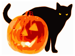 Cat and Jack-O-Lantern