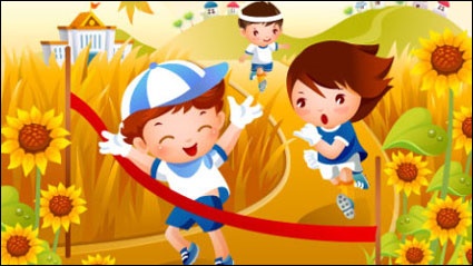 Children Running Vector