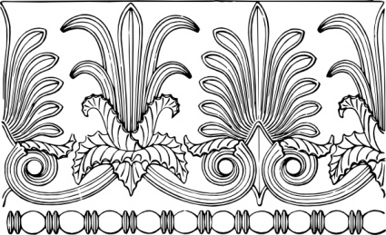 Classic Outline Plants Flowers Border Historic Ornament Decoration