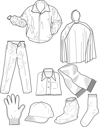 Clothing Outline Socks Pants Jackets clip art