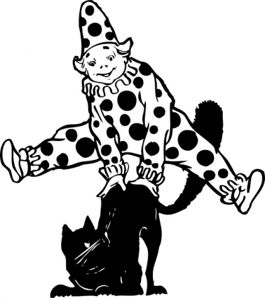 Clown Jumping Over Cat clip art