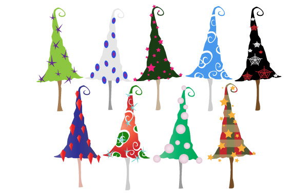 Colorful Christmas Trees