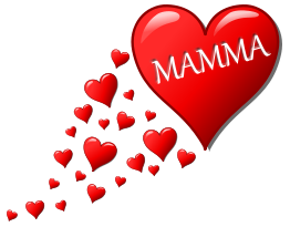 Cuore per la festa della mamma con una scia di cuoricini