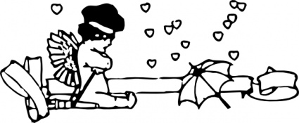 Cupid And Parasol clip art