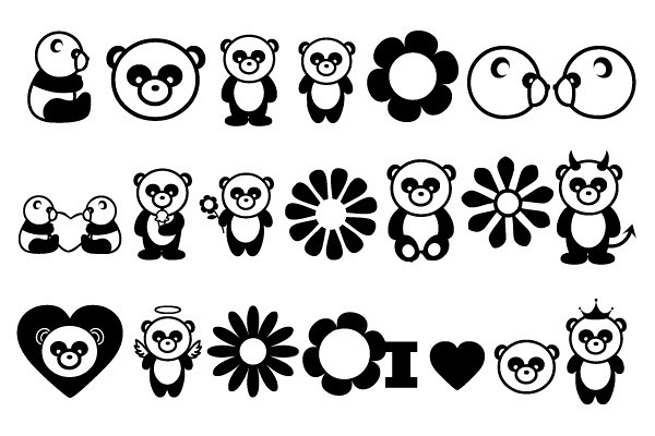 Cute Panda Bears Vector