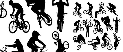 Cycling sports figures silhouettes