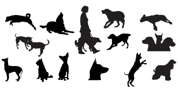 Dog silhouettes free vector