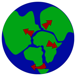 Earth with continents breaking up