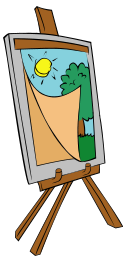 Easel with kids painting
