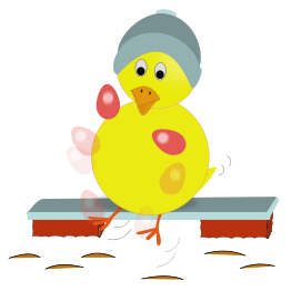 Easter Chick Kicking Eggs