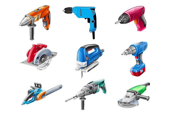 Electric Construction Tools Vector