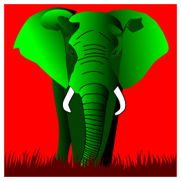 Elephant Green On Red